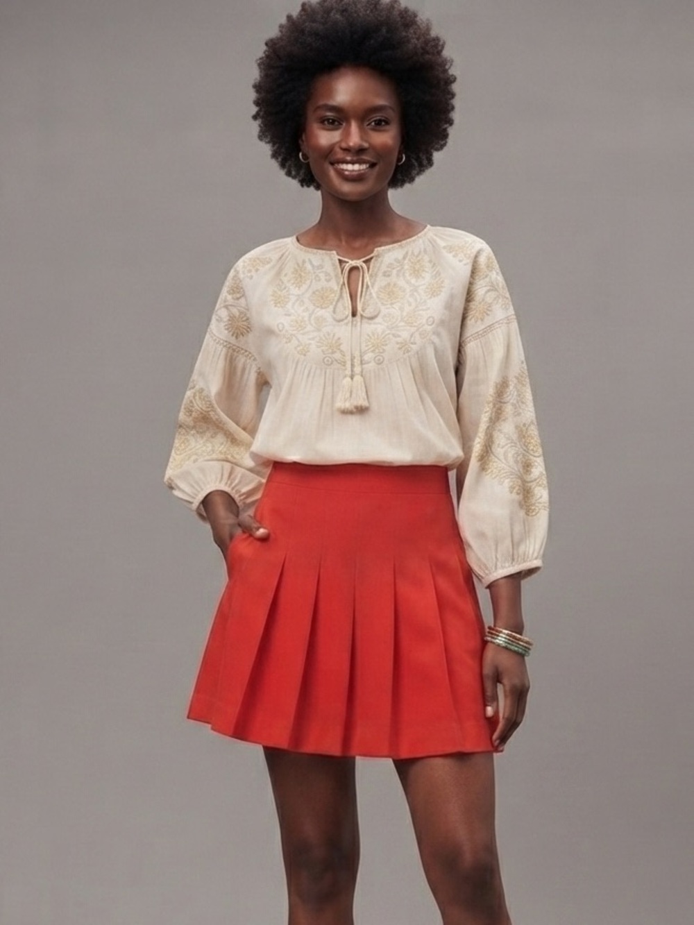 Sunday Best MWOT Red Pleated Woman’s Classic Flare Mini Skirt Size 2